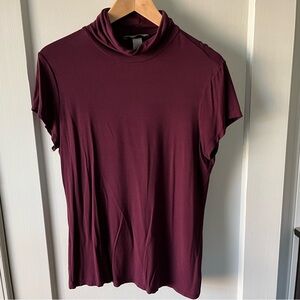 H&M Cap Sleeve Turtleneck in Deep Wine, Size L